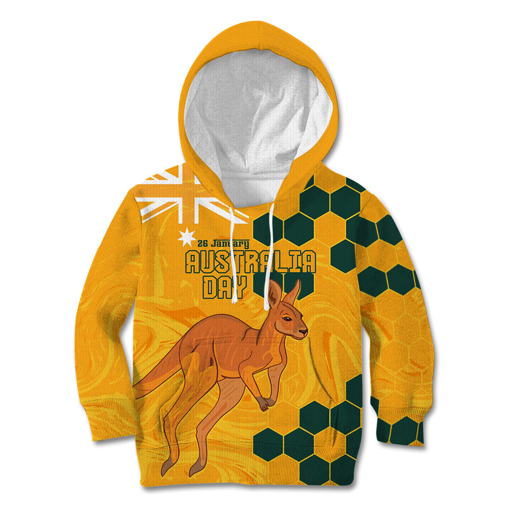 Custom Australia Day Soccer Socceroos Kid Hoodie We Are One And Free - Vibe Hoodie Shop