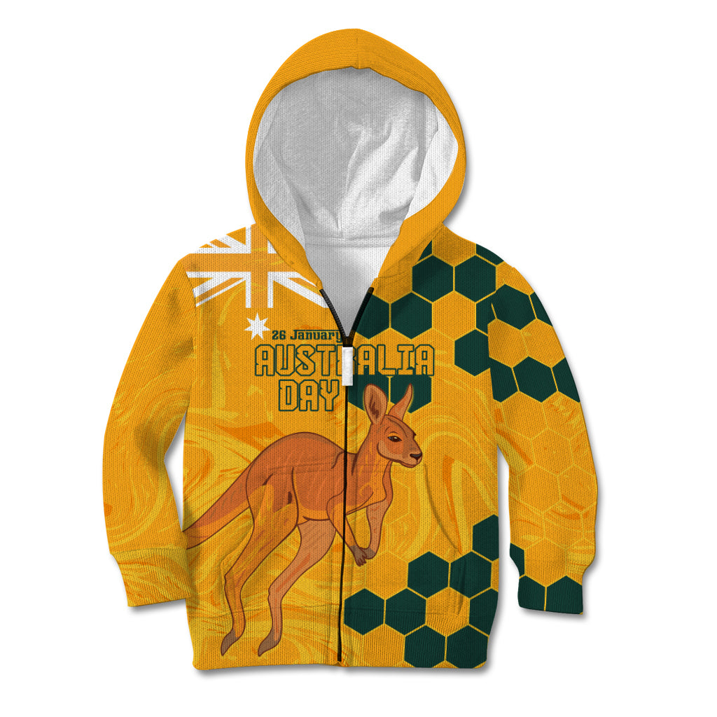 Custom Australia Day Soccer Socceroos Kid Hoodie We Are One And Free - Vibe Hoodie Shop