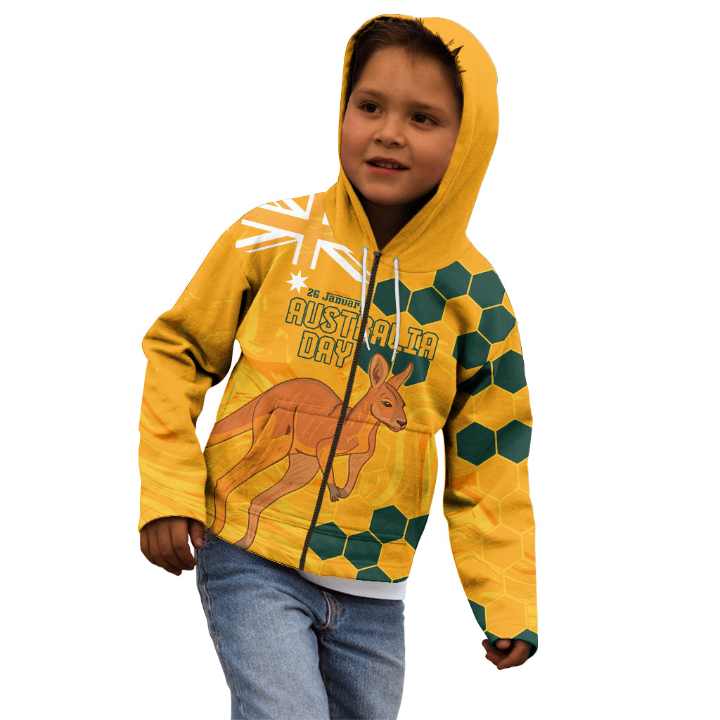 Custom Australia Day Soccer Socceroos Kid Hoodie We Are One And Free - Vibe Hoodie Shop