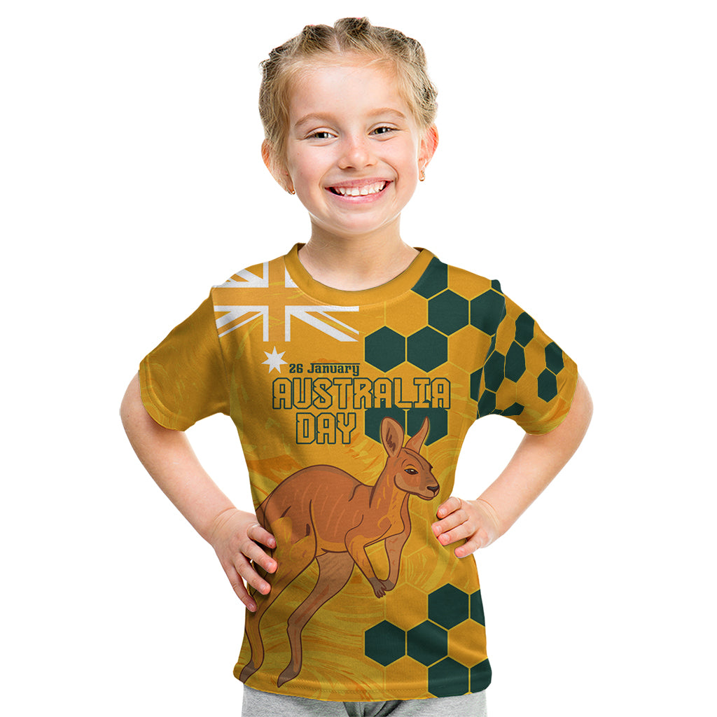 Custom Australia Day Soccer Socceroos Kid T Shirt We Are One And Free - Vibe Hoodie Shop