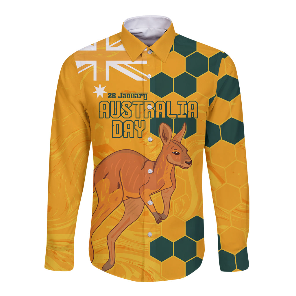 Custom Australia Day Soccer Socceroos Long Sleeve Button Shirt We Are One And Free - Vibe Hoodie Shop
