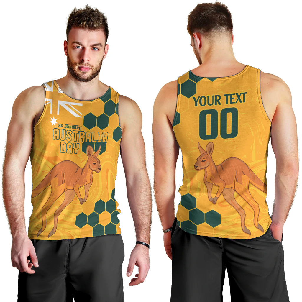 Custom Australia Day Soccer Socceroos Men Tank Top We Are One And Free - Vibe Hoodie Shop