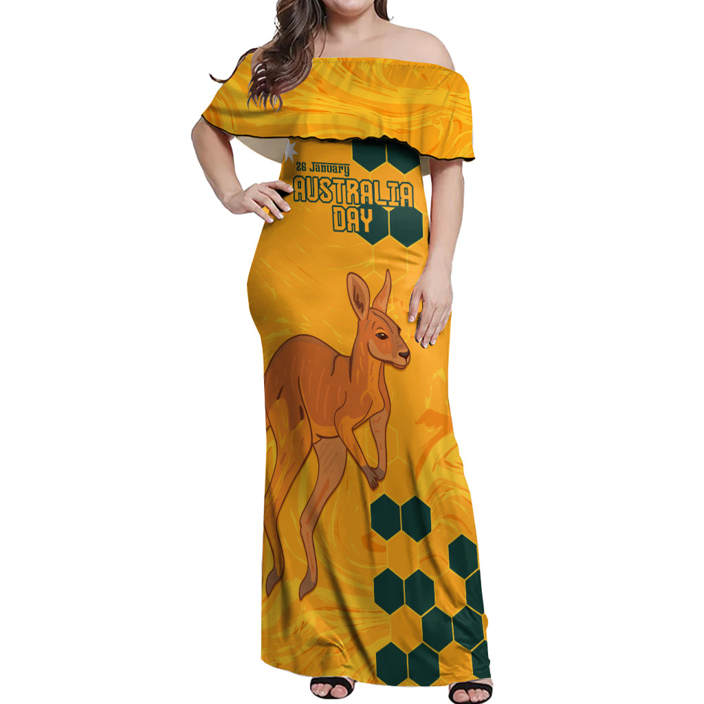 Custom Australia Day Soccer Socceroos Off Shoulder Maxi Dress We Are One And Free