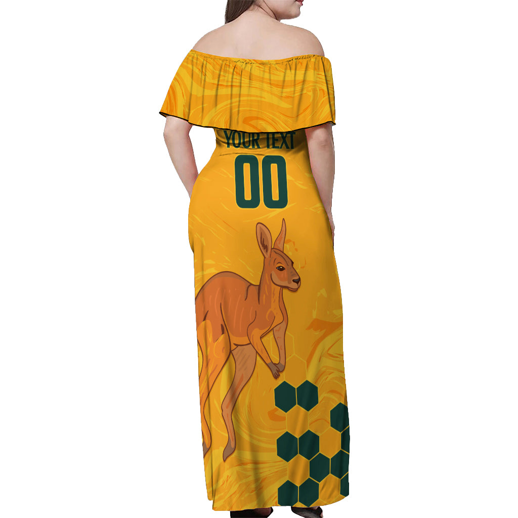 Custom Australia Day Soccer Socceroos Off Shoulder Maxi Dress We Are One And Free
