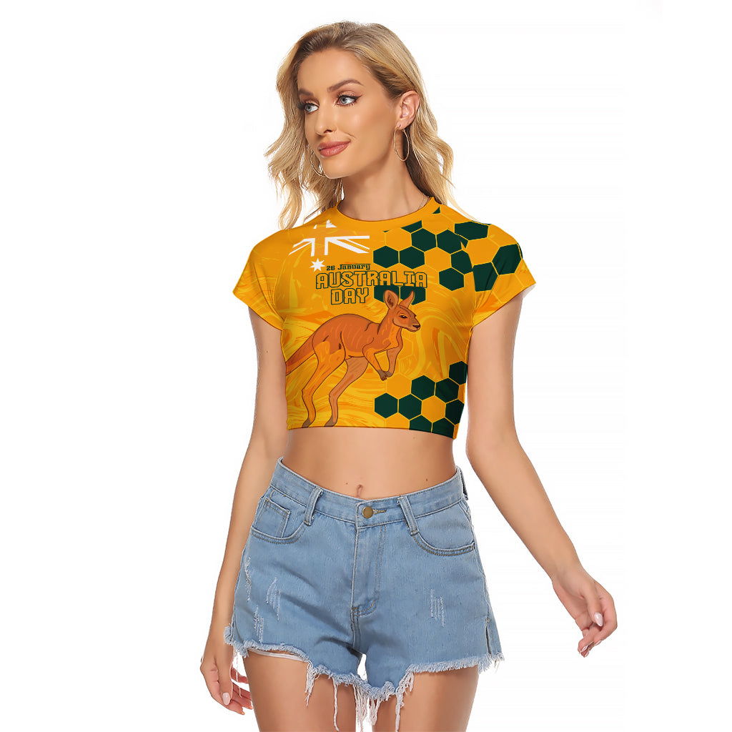 Custom Australia Day Soccer Socceroos Raglan Cropped T Shirt We Are One And Free - Vibe Hoodie Shop
