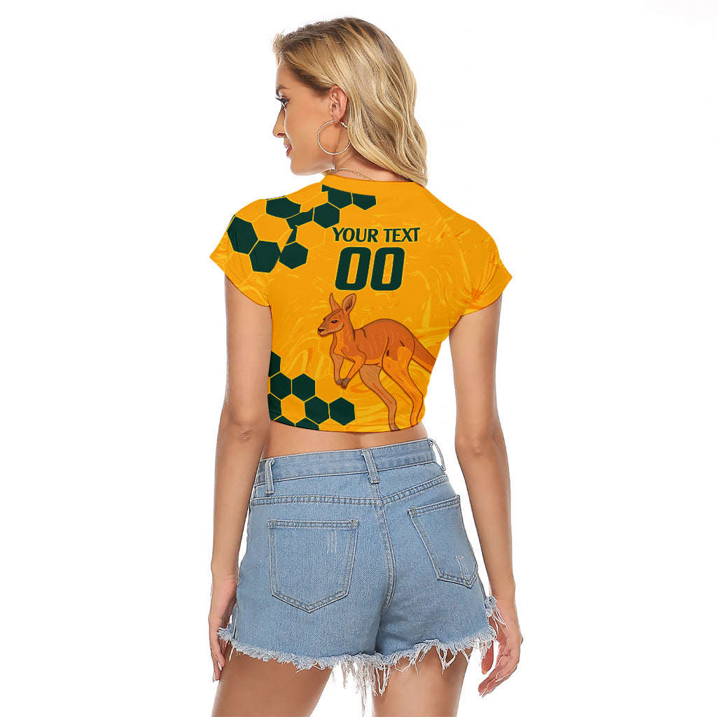 Custom Australia Day Soccer Socceroos Raglan Cropped T Shirt We Are One And Free - Vibe Hoodie Shop