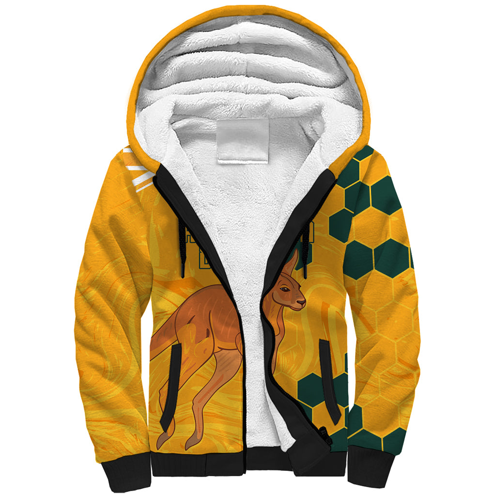 Custom Australia Day Soccer Socceroos Sherpa Hoodie We Are One And Free - Vibe Hoodie Shop