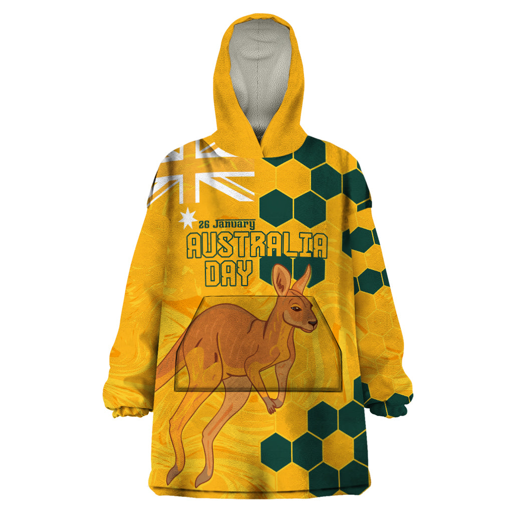 Custom Australia Day Soccer Socceroos Wearable Blanket Hoodie We Are One And Free - Vibe Hoodie Shop