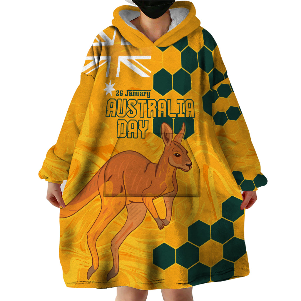 Custom Australia Day Soccer Socceroos Wearable Blanket Hoodie We Are One And Free - Vibe Hoodie Shop