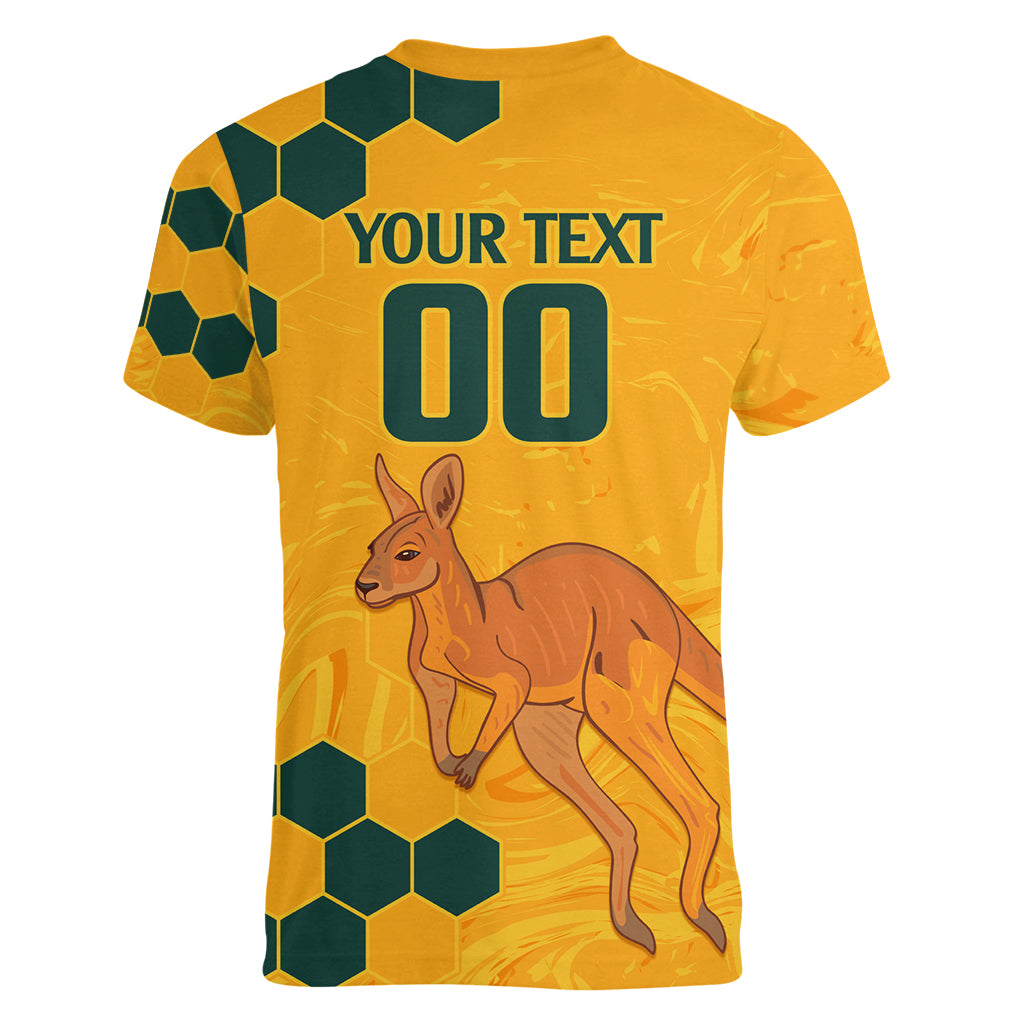 Custom Australia Day Soccer Socceroos Women V Neck T Shirt We Are One And Free - Vibe Hoodie Shop
