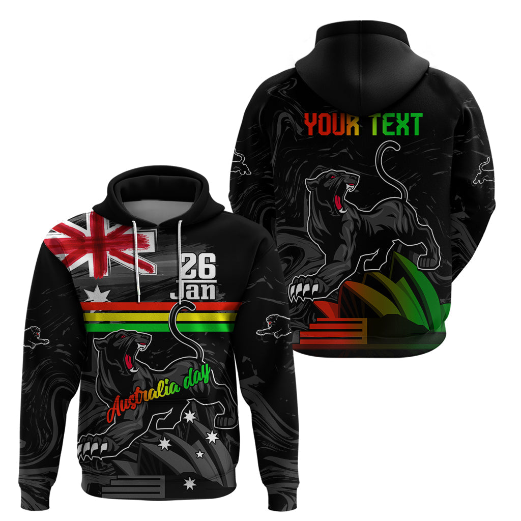 Personalised NRL Panthers Australia Day Hoodie Proud Of Our Boys Black LT9 - Vibe Hoodie Shop