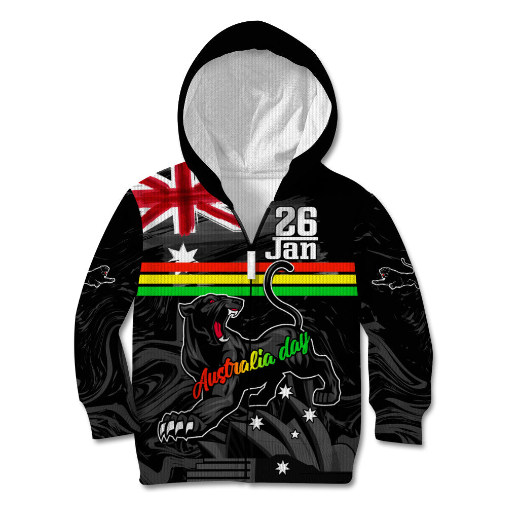 Personalised NRL Panthers Australia Day Kid Hoodie Proud Of Our Boys Black - Vibe Hoodie Shop