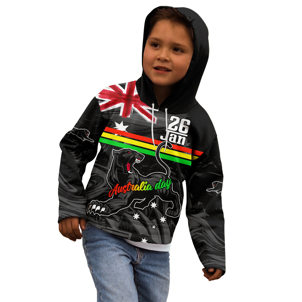 Personalised NRL Panthers Australia Day Kid Hoodie Proud Of Our Boys Black - Vibe Hoodie Shop