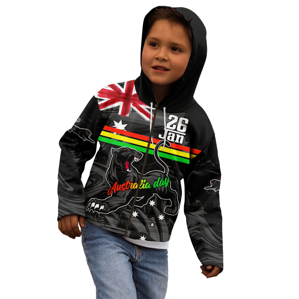 Personalised NRL Panthers Australia Day Kid Hoodie Proud Of Our Boys Black - Vibe Hoodie Shop