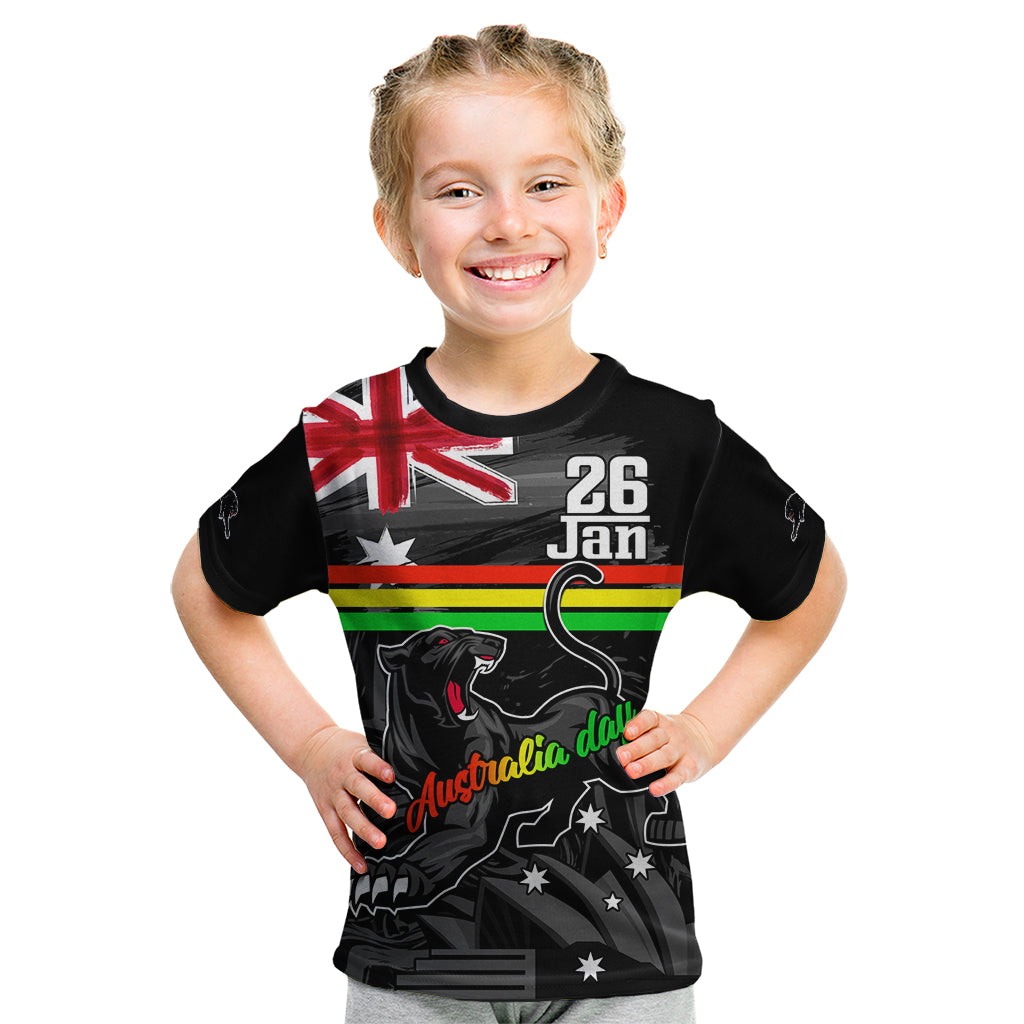 Personalised NRL Panthers Australia Day Kid T Shirt Proud Of Our Boys Black - Vibe Hoodie Shop