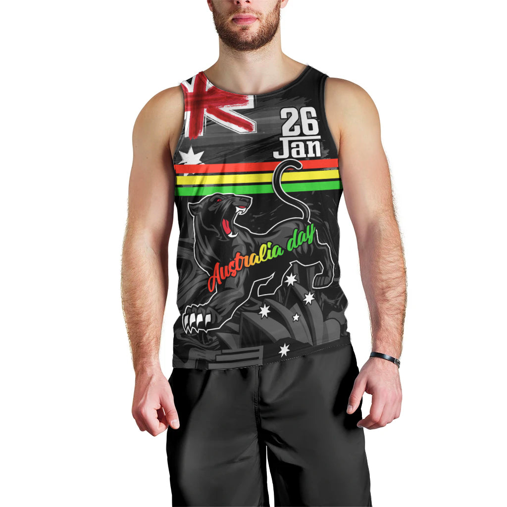 Personalised NRL Panthers Australia Day Men Tank Top Proud Of Our Boys Black - Vibe Hoodie Shop