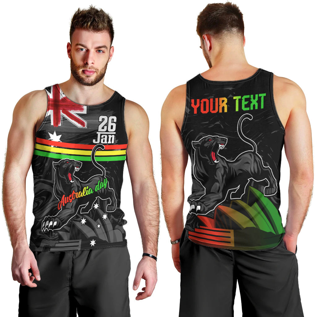 Personalised NRL Panthers Australia Day Men Tank Top Proud Of Our Boys Black - Vibe Hoodie Shop