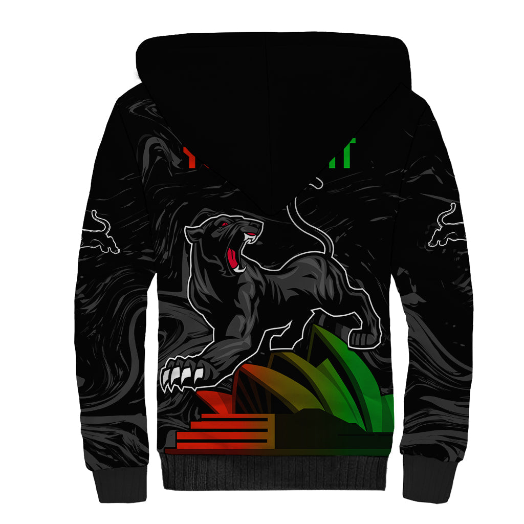 Personalised NRL Panthers Australia Day Sherpa Hoodie Proud Of Our Boys Black - Vibe Hoodie Shop