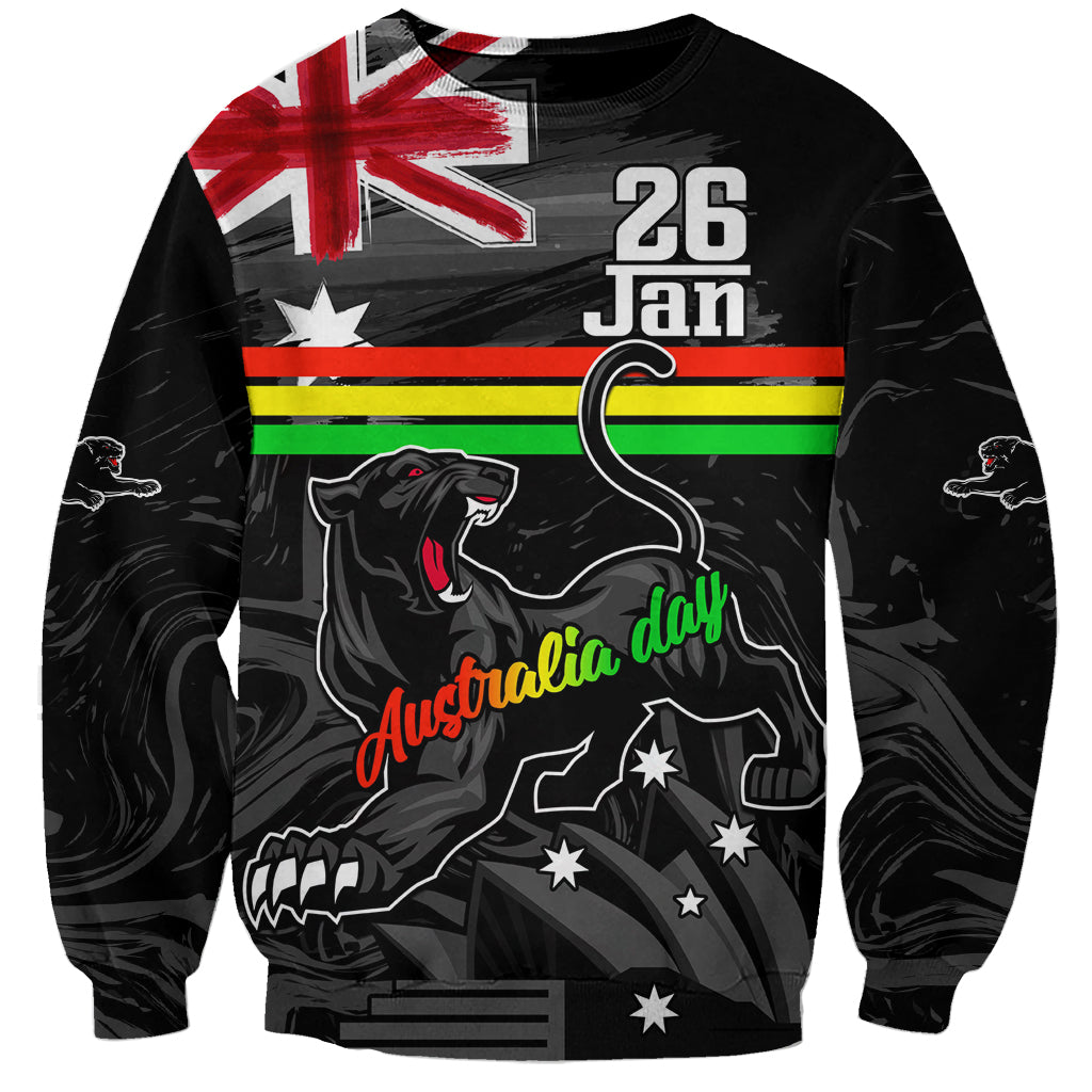 Personalised NRL Panthers Australia Day Sweatshirt Proud Of Our Boys Black - Vibe Hoodie Shop