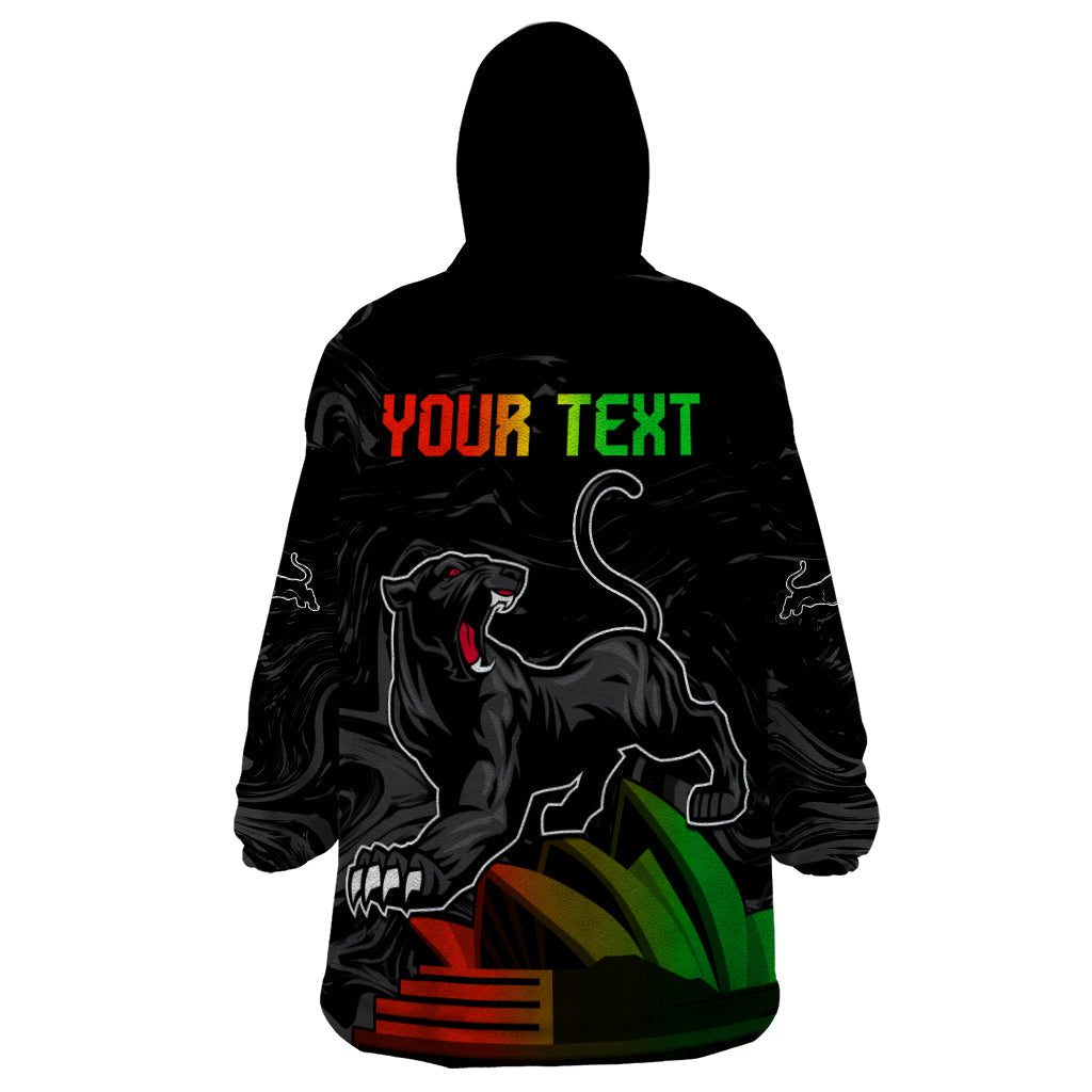 Personalised NRL Panthers Australia Day Wearable Blanket Hoodie Proud Of Our Boys Black - Vibe Hoodie Shop