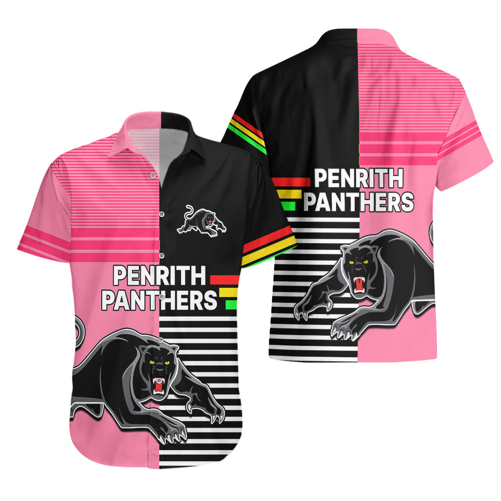 Penrith Panthers Rugby Hawaiian Shirt Proud The Panthers Comeback Black and Pink - Vibe Hoodie Shop