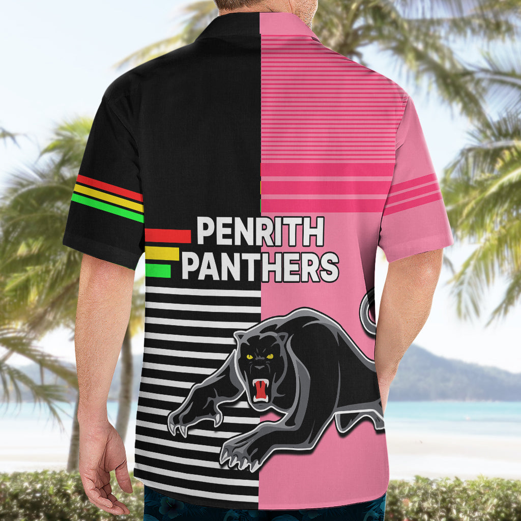 Penrith Panthers Rugby Hawaiian Shirt Proud The Panthers Comeback Black and Pink - Vibe Hoodie Shop