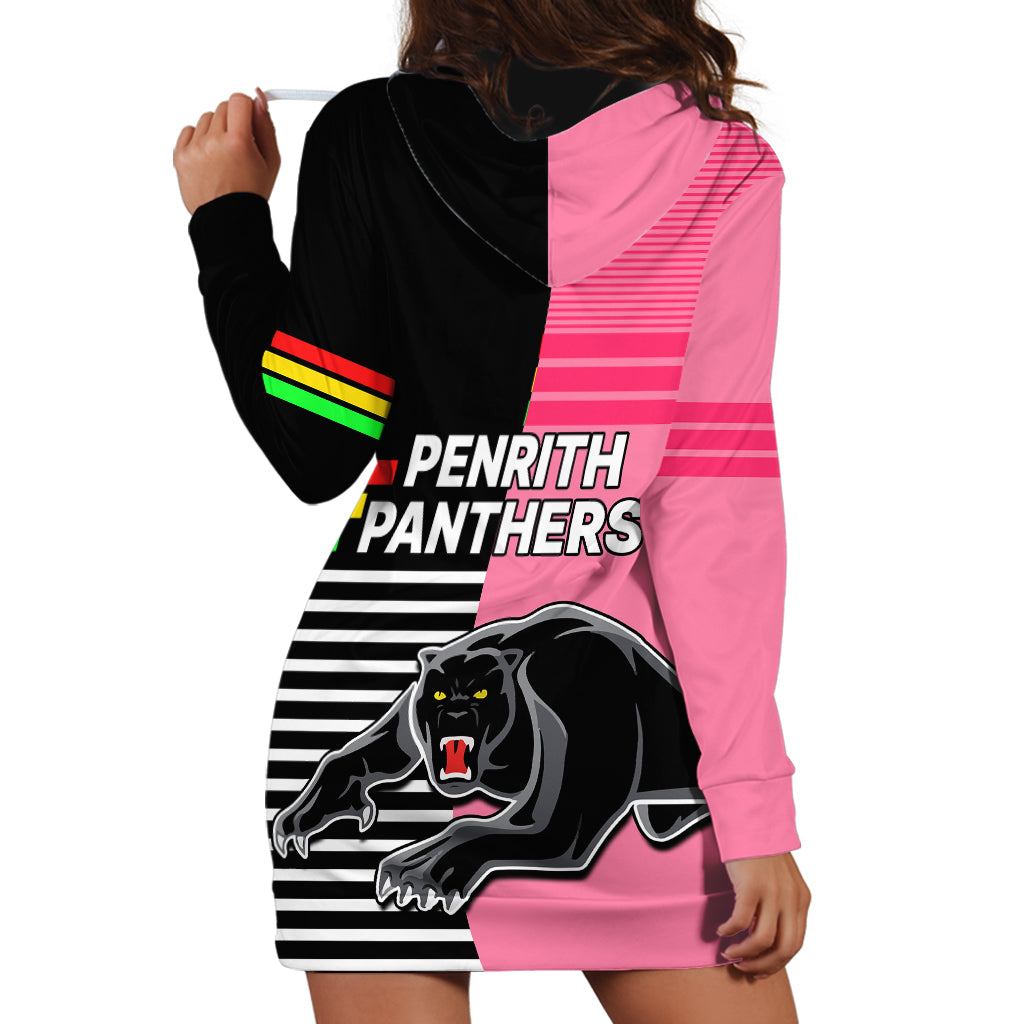 Penrith Panthers Rugby Hoodie Dress Proud The Panthers Comeback Black and Pink - Vibe Hoodie Shop