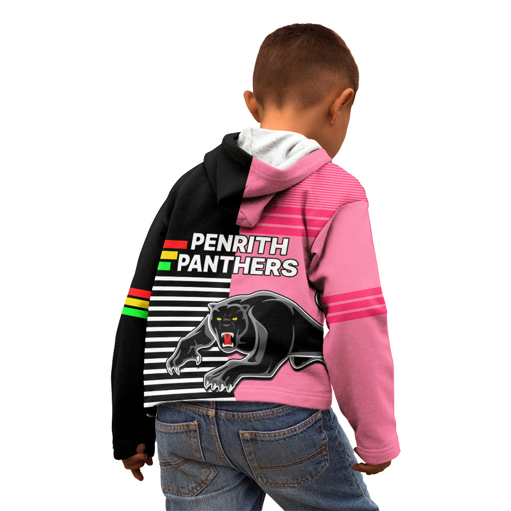 Penrith Panthers Rugby Kid Hoodie Proud The Panthers Comeback Black and Pink - Vibe Hoodie Shop