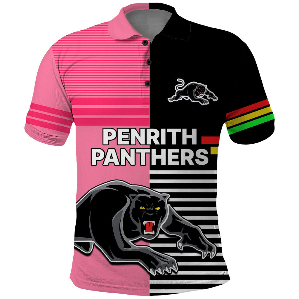 Penrith Panthers Rugby Polo Shirt Proud The Panthers Comeback Black and Pink LT9 - Vibe Hoodie Shop