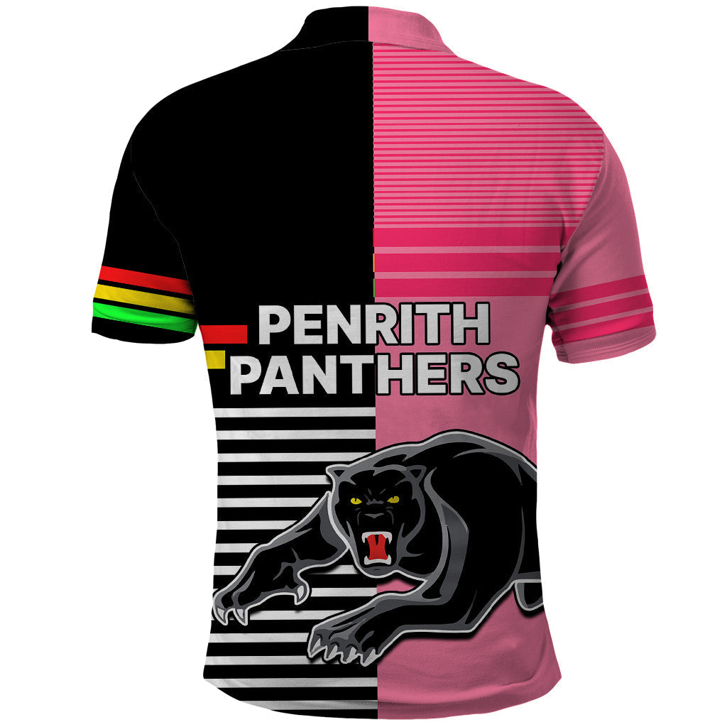 Penrith Panthers Rugby Polo Shirt Proud The Panthers Comeback Black and Pink LT9 - Vibe Hoodie Shop