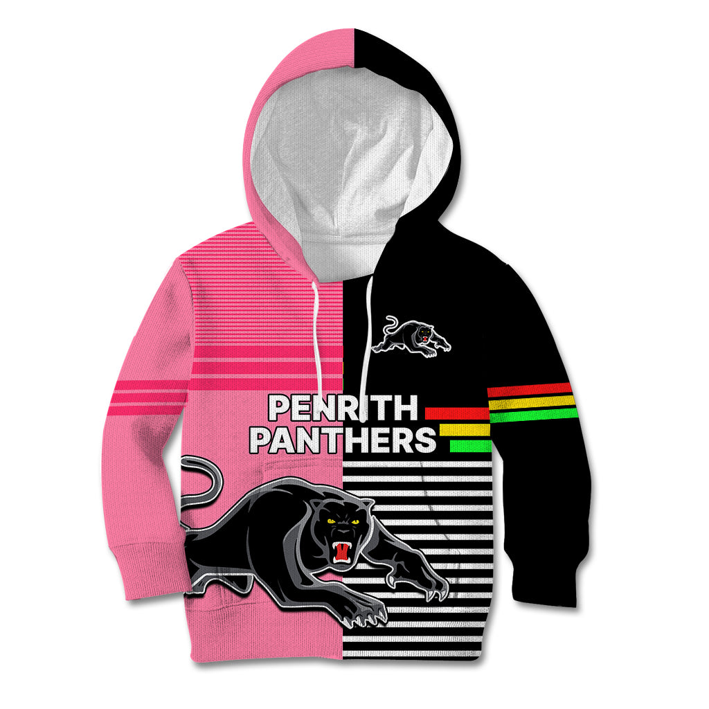 (Custom Text And Number) Penrith Panthers Rugby Kid Hoodie Proud The Panthers Comeback Black and Pink - Vibe Hoodie Shop