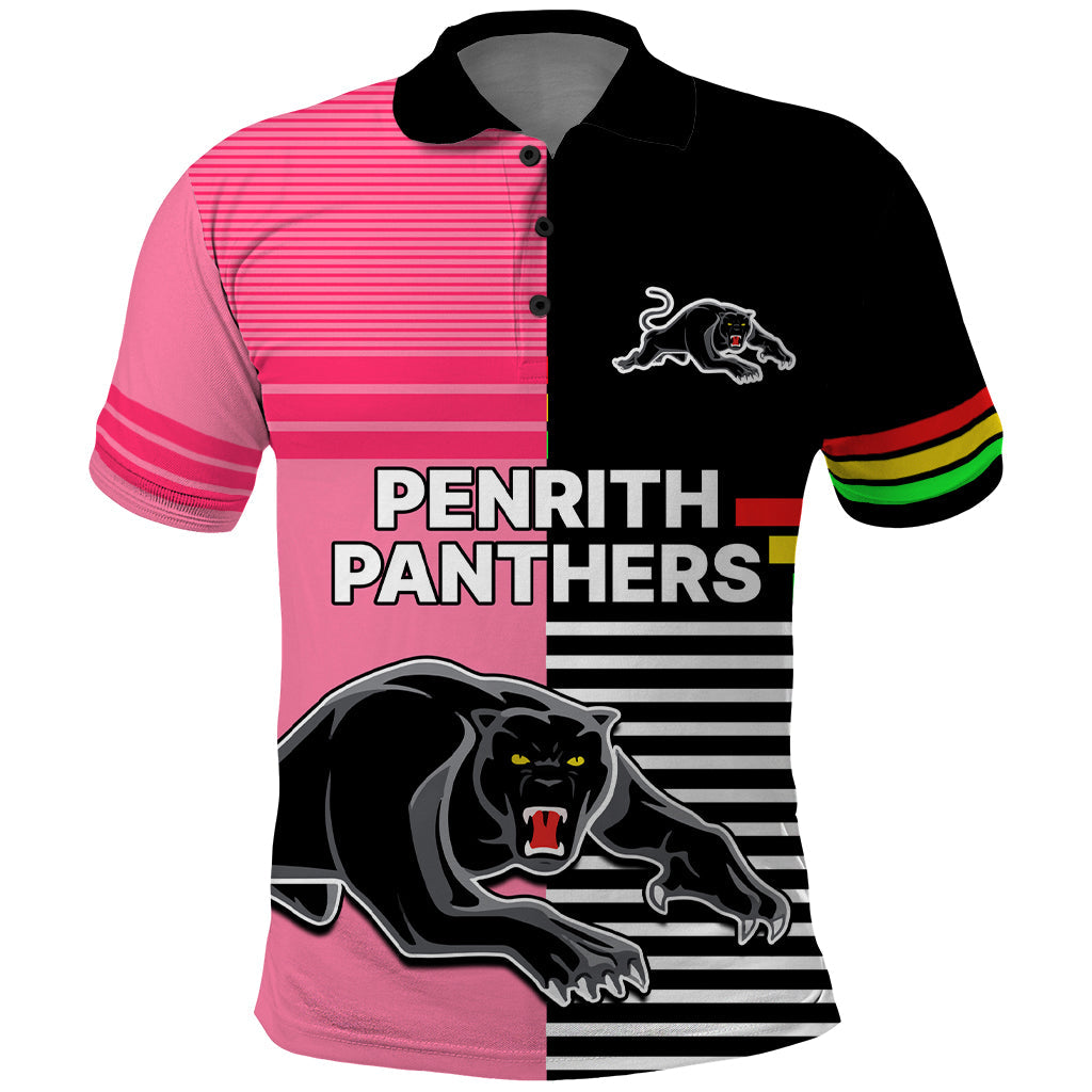 (Custom Text And Number) Penrith Panthers Rugby Polo Shirt Proud The Panthers Comeback Black and Pink LT9 - Vibe Hoodie Shop