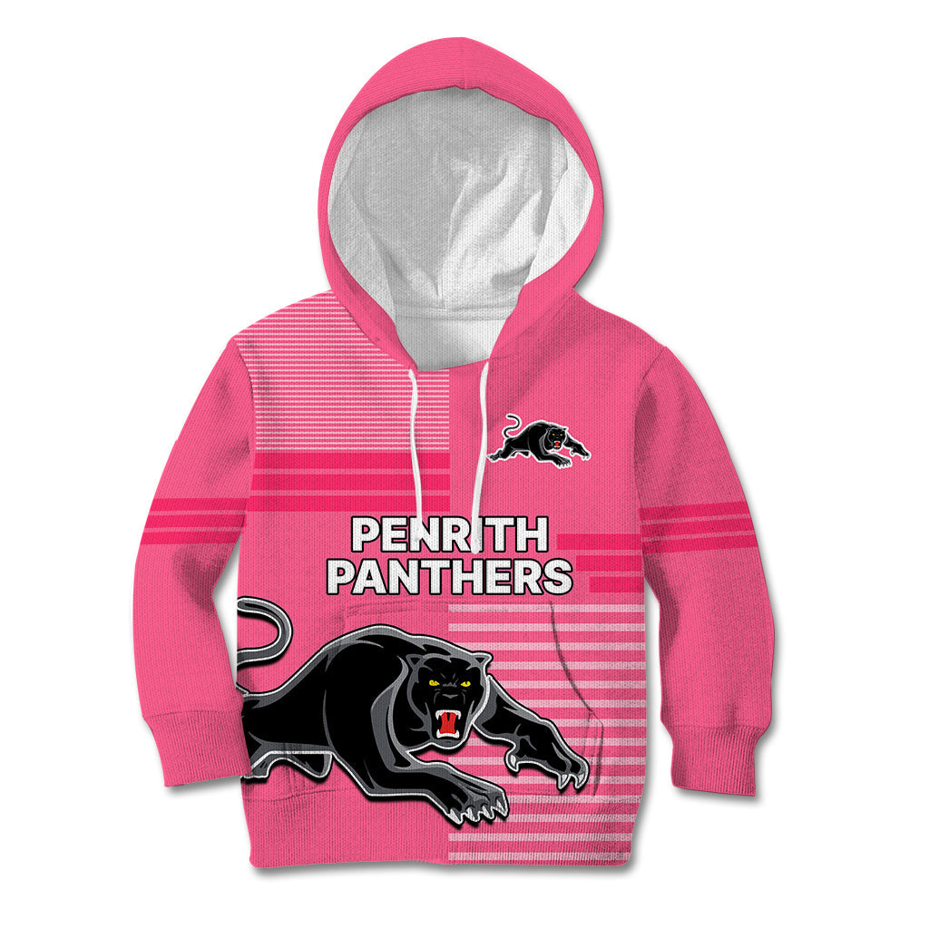 (Custom Text And Number) Penrith Panthers Rugby Kid Hoodie Proud The Panthers Comeback Pink - Vibe Hoodie Shop