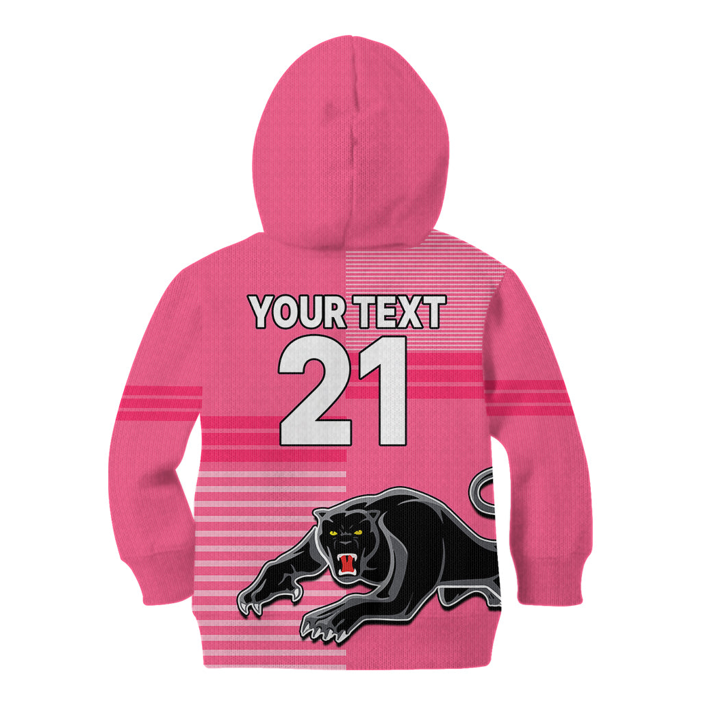 (Custom Text And Number) Penrith Panthers Rugby Kid Hoodie Proud The Panthers Comeback Pink - Vibe Hoodie Shop