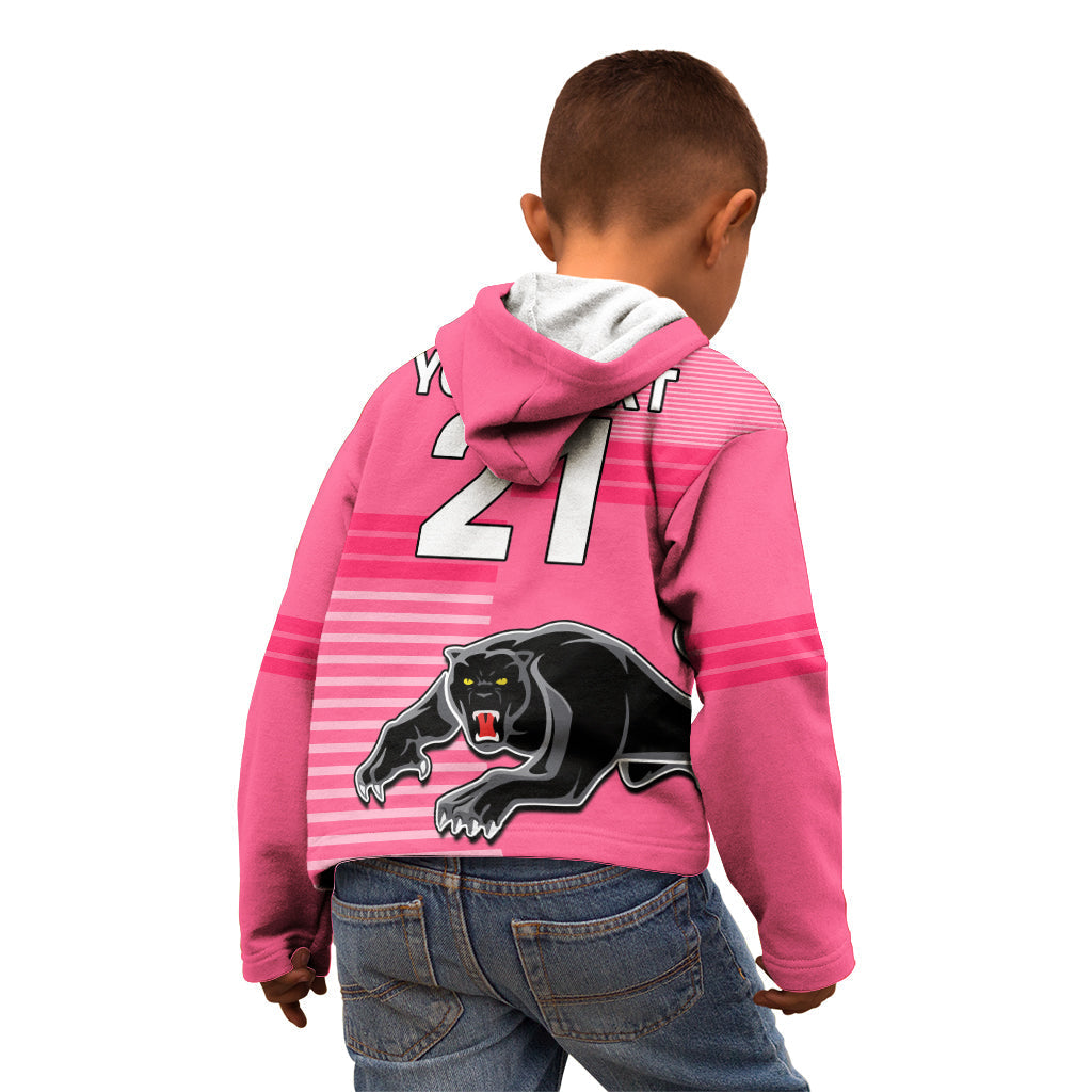 (Custom Text And Number) Penrith Panthers Rugby Kid Hoodie Proud The Panthers Comeback Pink - Vibe Hoodie Shop