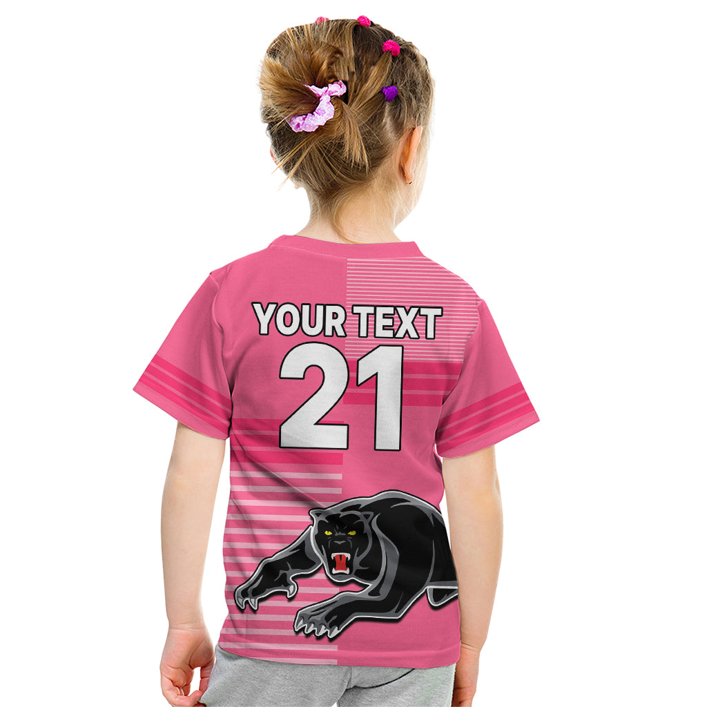 (Custom Text And Number) Penrith Panthers Rugby Kid T Shirt Proud The Panthers Comeback Pink - Vibe Hoodie Shop