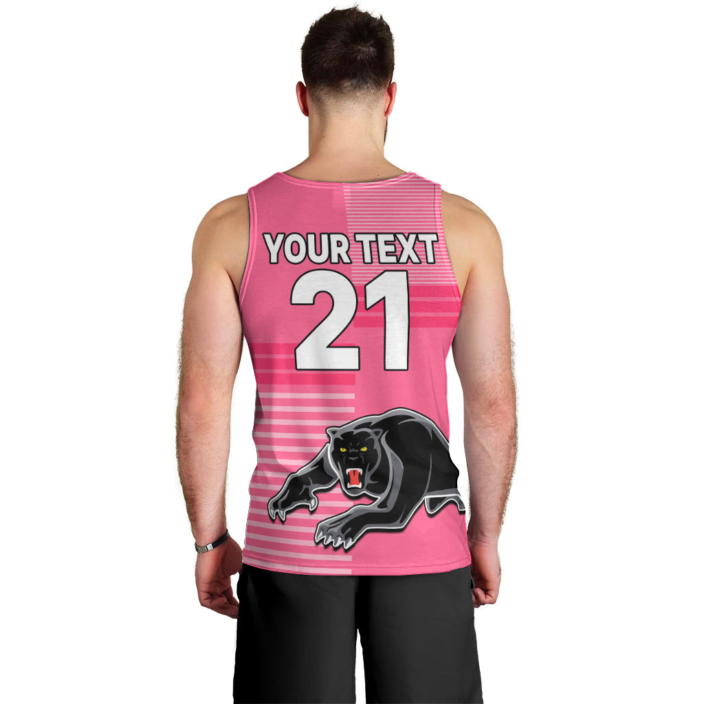 (Custom Text And Number) Penrith Panthers Rugby Men Tank Top Proud The Panthers Comeback Pink - Vibe Hoodie Shop