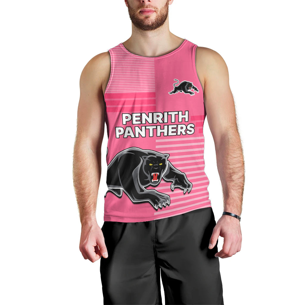 (Custom Text And Number) Penrith Panthers Rugby Men Tank Top Proud The Panthers Comeback Pink - Vibe Hoodie Shop