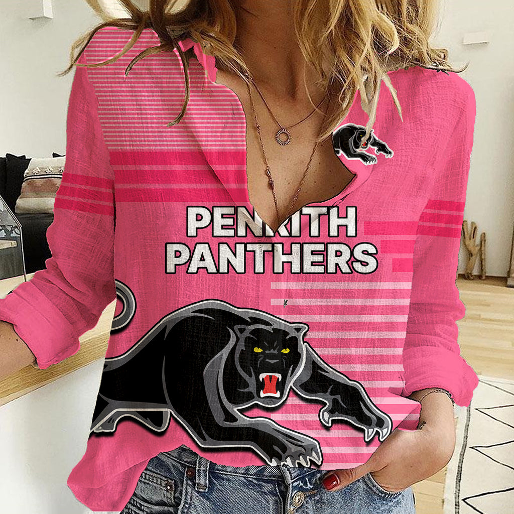 (Custom Text And Number) Penrith Panthers Rugby Women Casual Shirt Proud The Panthers Comeback Pink - Vibe Hoodie Shop