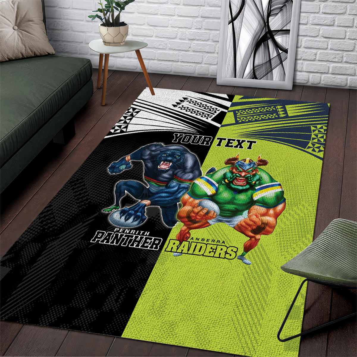 Custom Raiders and Panthers Area Rug Together Sporty Style - Vibe Hoodie Shop