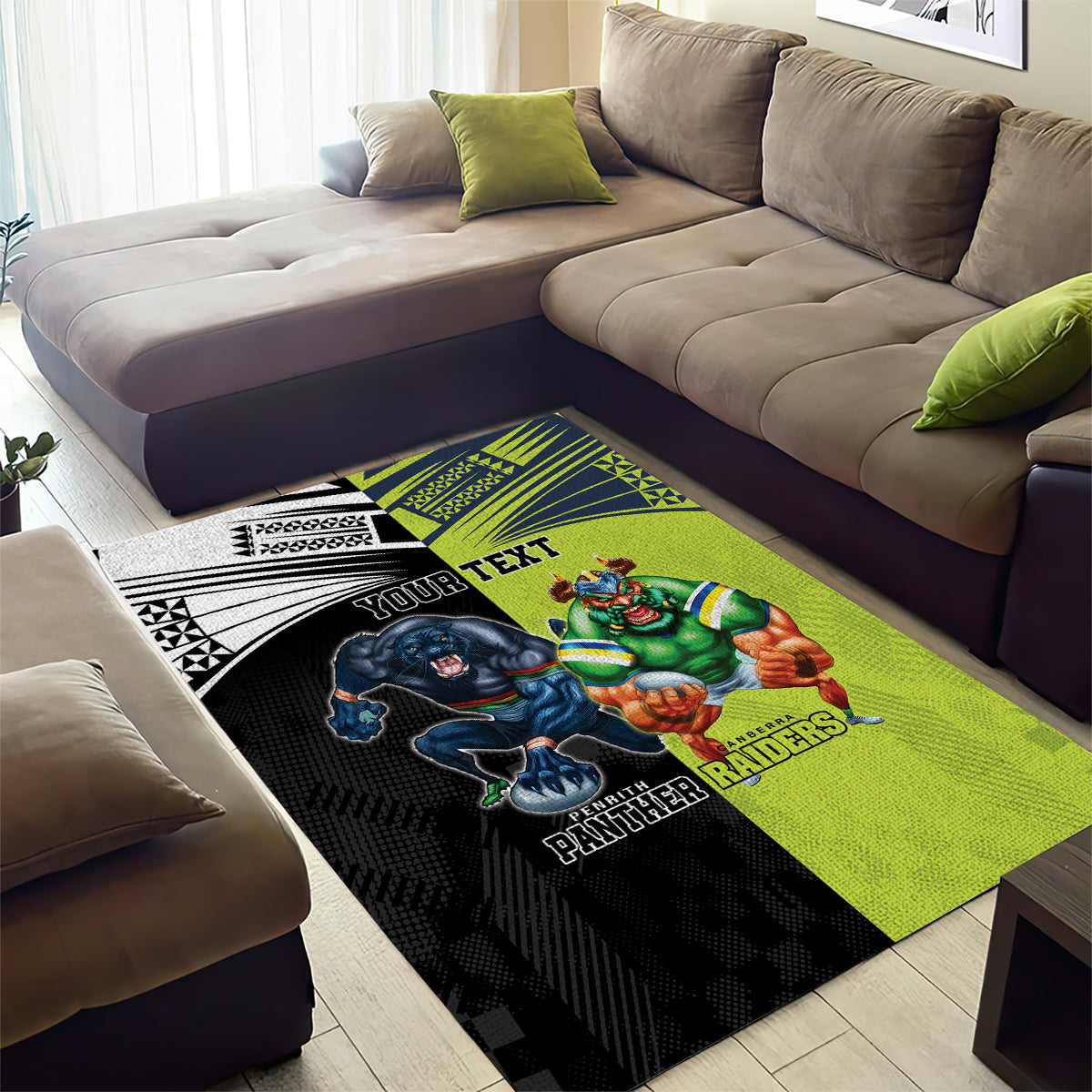 Custom Raiders and Panthers Area Rug Together Sporty Style - Vibe Hoodie Shop