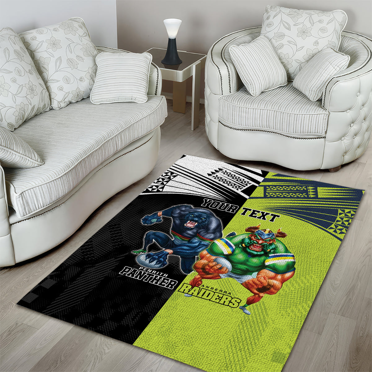 Custom Raiders and Panthers Area Rug Together Sporty Style - Vibe Hoodie Shop