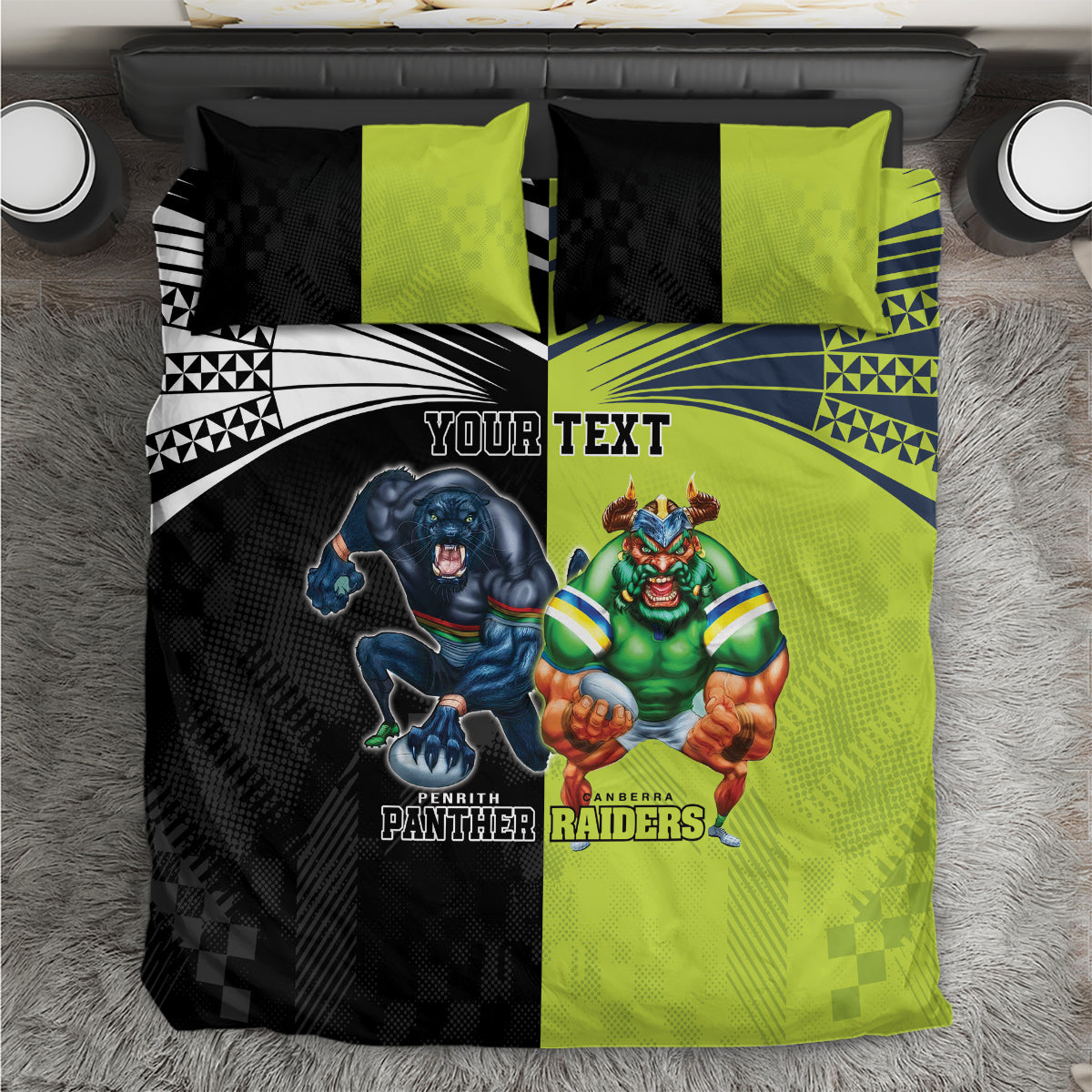 Custom Raiders and Panthers Bedding Set Together Sporty Style - Vibe Hoodie Shop