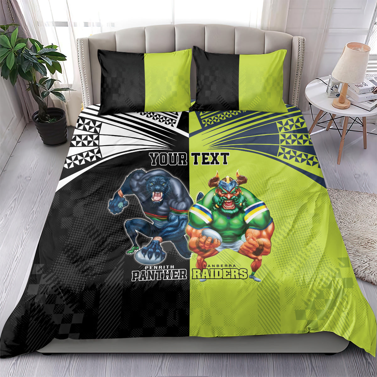 Custom Raiders and Panthers Bedding Set Together Sporty Style - Vibe Hoodie Shop
