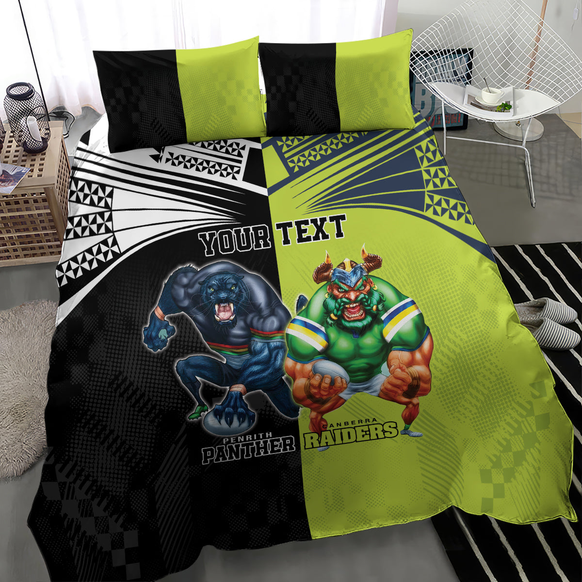 Custom Raiders and Panthers Bedding Set Together Sporty Style - Vibe Hoodie Shop