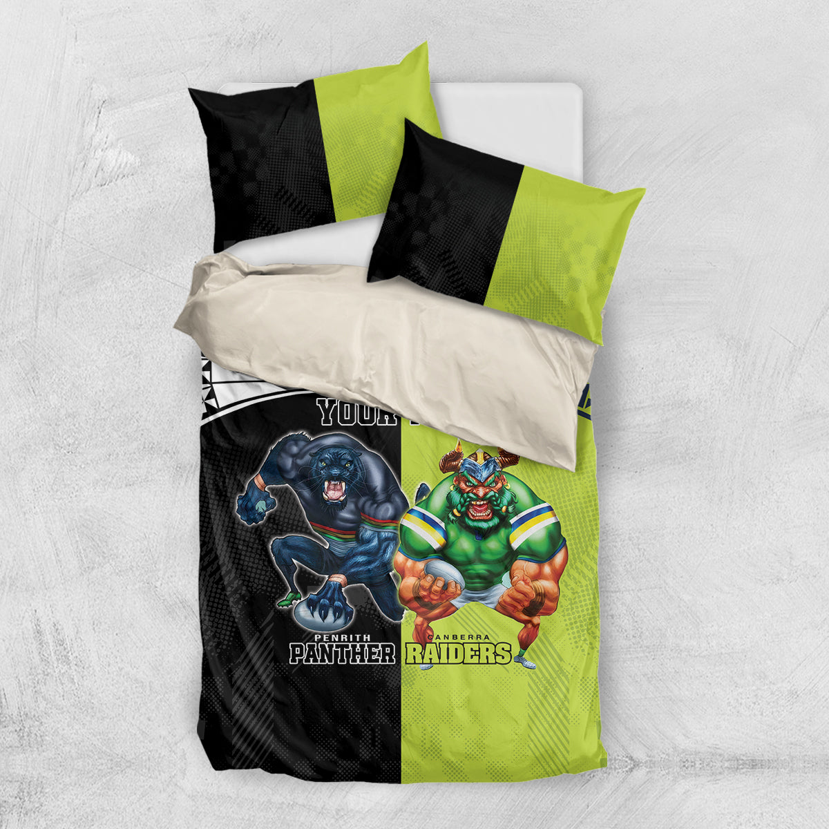 Custom Raiders and Panthers Bedding Set Together Sporty Style - Vibe Hoodie Shop
