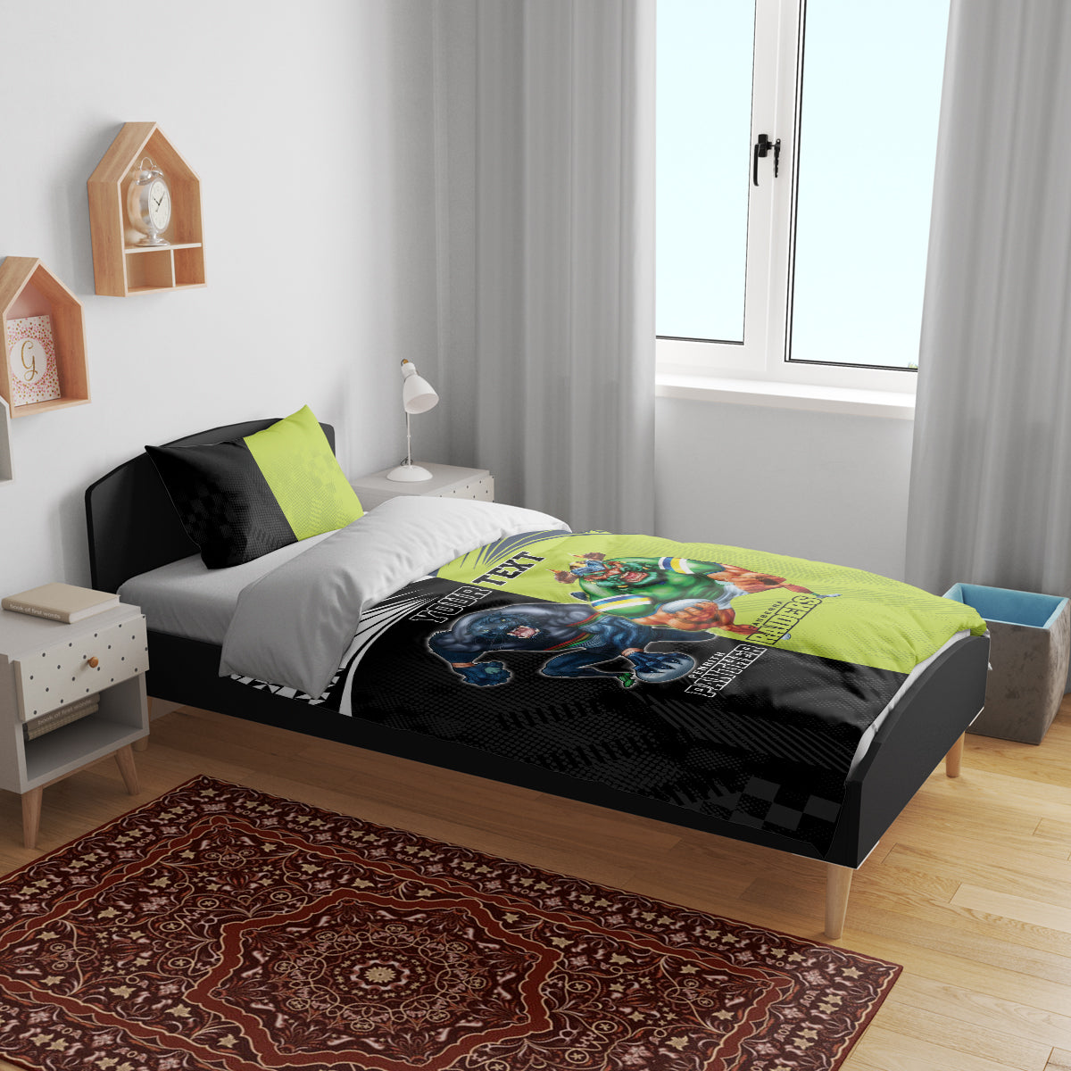 Custom Raiders and Panthers Bedding Set Together Sporty Style - Vibe Hoodie Shop