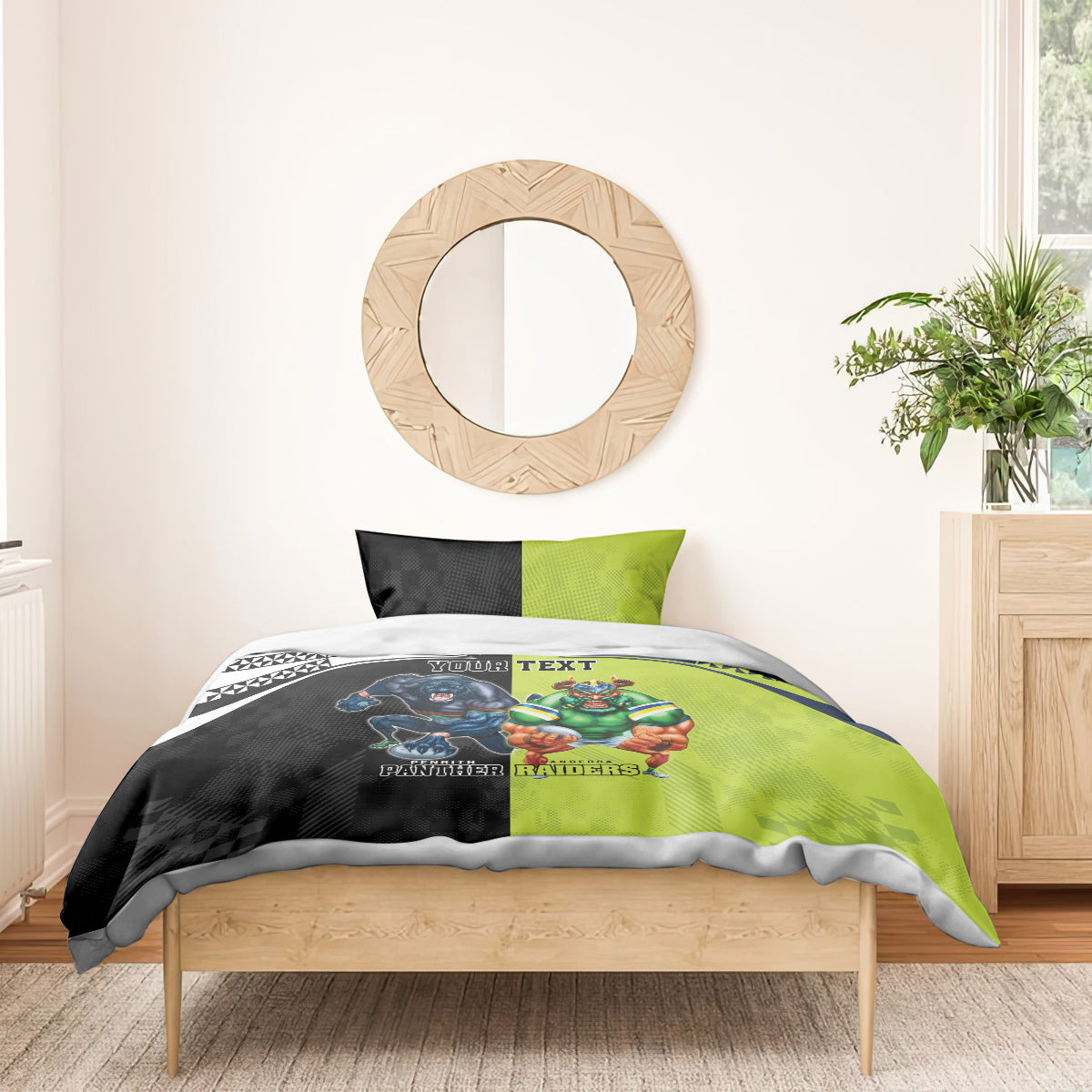 Custom Raiders and Panthers Bedding Set Together Sporty Style - Vibe Hoodie Shop