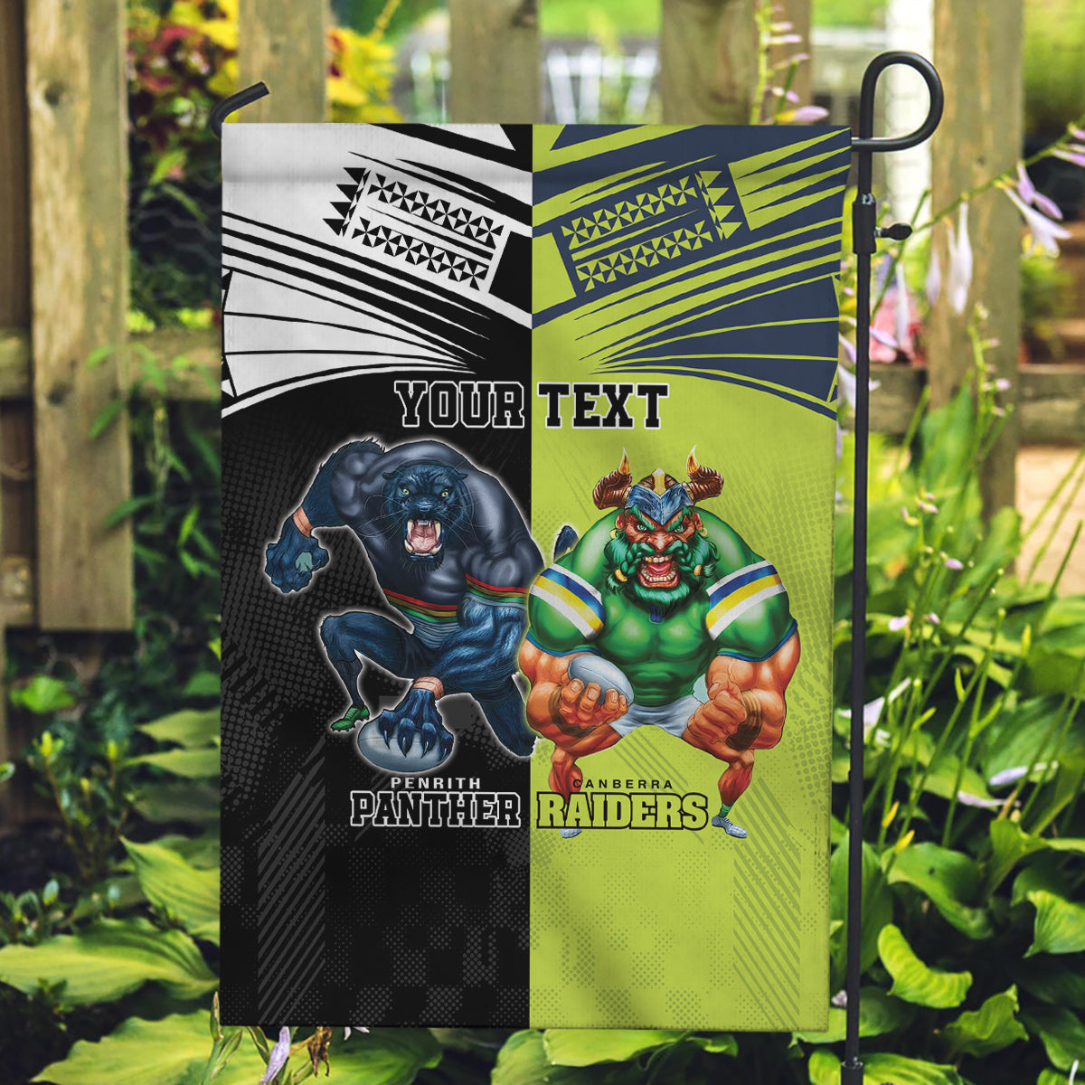 Custom Raiders and Panthers Garden Flag Together Sporty Style - Vibe Hoodie Shop