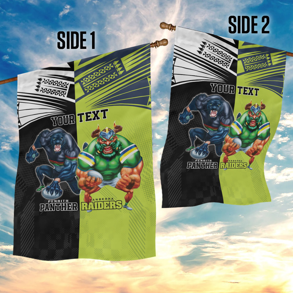 Custom Raiders and Panthers Garden Flag Together Sporty Style - Vibe Hoodie Shop